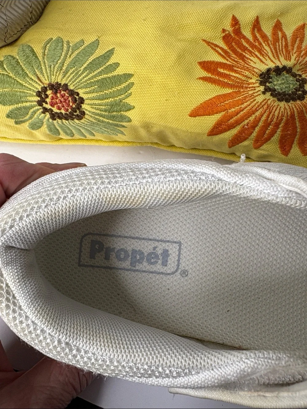 Propet TravelBound Mary Jane White Jersey Flats